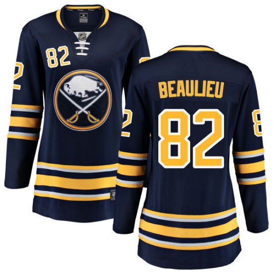 Women's Buffalo Sabres #82 Nathan Beaulieu Fanatics Branded Navy Blue Home Breakaway NHL Jersey - Ujersey
