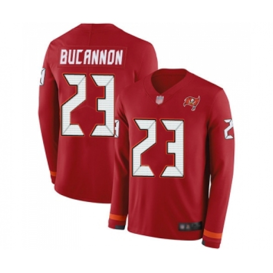 Men's Tampa Bay Buccaneers #23 Deone Bucannon Limited Red Therma Long Sleeve Football Jersey - Ujersey