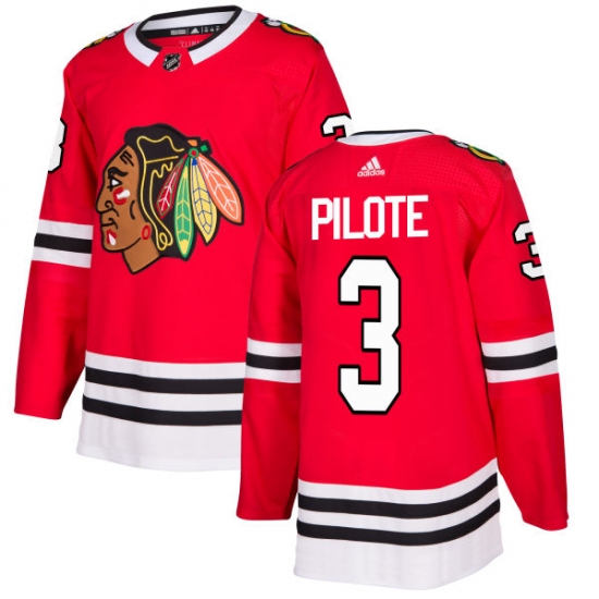 Men's Adidas Chicago Blackhawks #3 Pierre Pilote Premier Red Home NHL Jersey - Ujersey