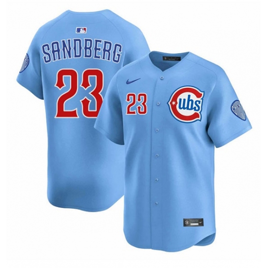 Men's Chicago Cubs #23 Ryne Sandberg Blue 2024-25 2nd Alternate Limited Stitched Baseball Jersey - Ujersey