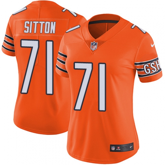Women's Nike Chicago Bears #71 Josh Sitton Limited Orange Rush Vapor Untouchable NFL Jersey - Ujersey