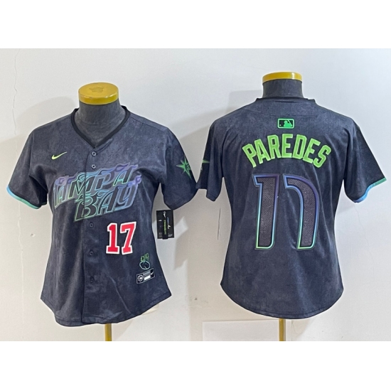 Women's Tampa Bay Rays #17 Isaac Paredes Charcoal 2024 City Connect Limited Cool Base Jerseys - Ujersey