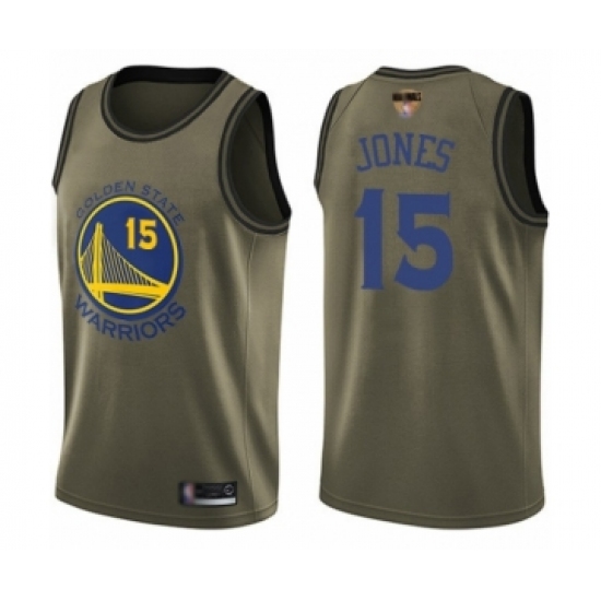 Youth Golden State Warriors #15 Damian Jones Swingman Green Salute to Service 2019 Basketball Finals Bound Basketball Jersey - Ujersey