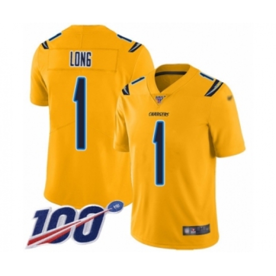 Youth Los Angeles Chargers #1 Ty Long Limited Gold Inverted Legend 100th Season Football Jersey - Ujersey