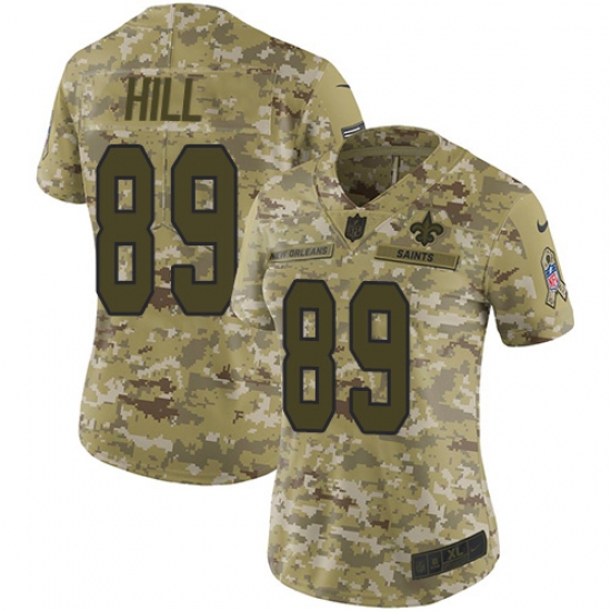Women's Nike New Orleans Saints #89 Josh Hill Limited Camo 2018 Salute to Service NFL Jersey - Ujersey