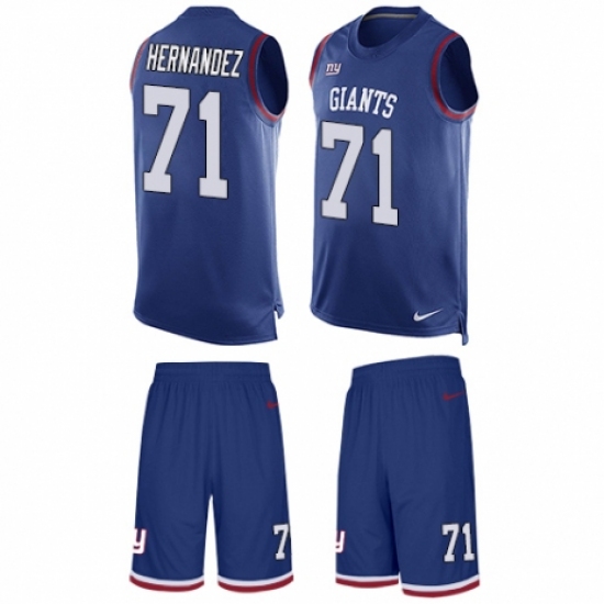 Men's Nike New York Giants #71 Will Hernandez Limited Royal Blue Tank Top Suit NFL Jersey - Ujersey