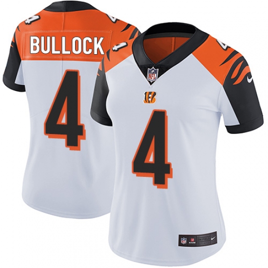 Women's Nike Cincinnati Bengals #4 Randy Bullock Vapor Untouchable Limited White NFL Jersey