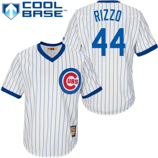 Men's Majestic Chicago Cubs #44 Anthony Rizzo Replica White Home Cooperstown MLB Jersey - Ujersey