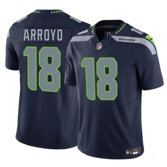 Men's Seattle Seahawks #18 Elijah Arroyo Navy 2025 Draft F.U.S.E. Vapor Limited Football Stitched Jersey - Ujersey