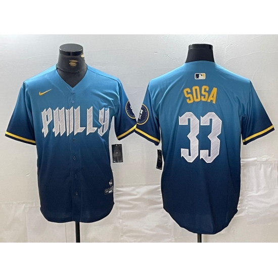 Men's Philadelphia Phillies #33 Edmundo Sosa Blue 2024 City Connect Limited Stitched Jersey - Ujersey