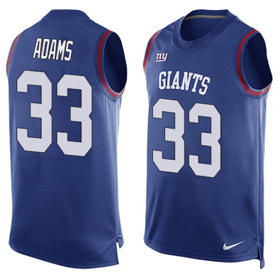 Men's Nike New York Giants #33 Andrew Adams Limited Royal Blue Player Name & Number Tank Top NFL Jersey - Ujersey