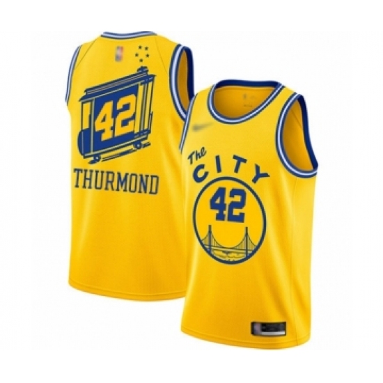Youth Golden State Warriors #42 Nate Thurmond Swingman Gold Hardwood Classics Basketball Jersey - The City Classic Edition - Ujersey