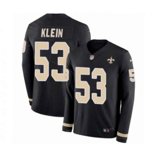 Youth Nike New Orleans Saints #53 A.J. Klein Limited Black Therma Long Sleeve NFL Jersey - Ujersey