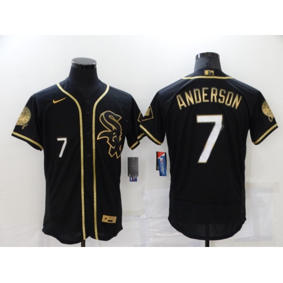 Men's Nike Chicago White Sox #7 Tim Anderson Black Gold Alternate Stitched Baseball Jersey - Ujersey