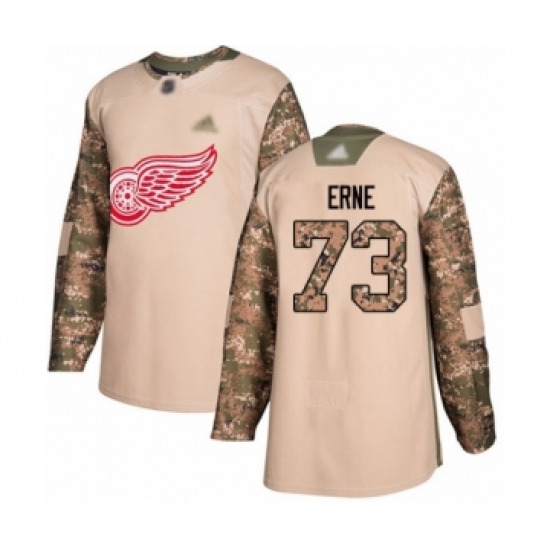 Youth Detroit Red Wings #73 Adam Erne Authentic Camo Veterans Day Practice Hockey Jersey