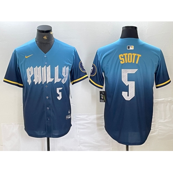 Men's Philadelphia Phillies #5 Bryson Stott Blue 2024 City Player Number Cool Base Stitched Jersey - Ujersey