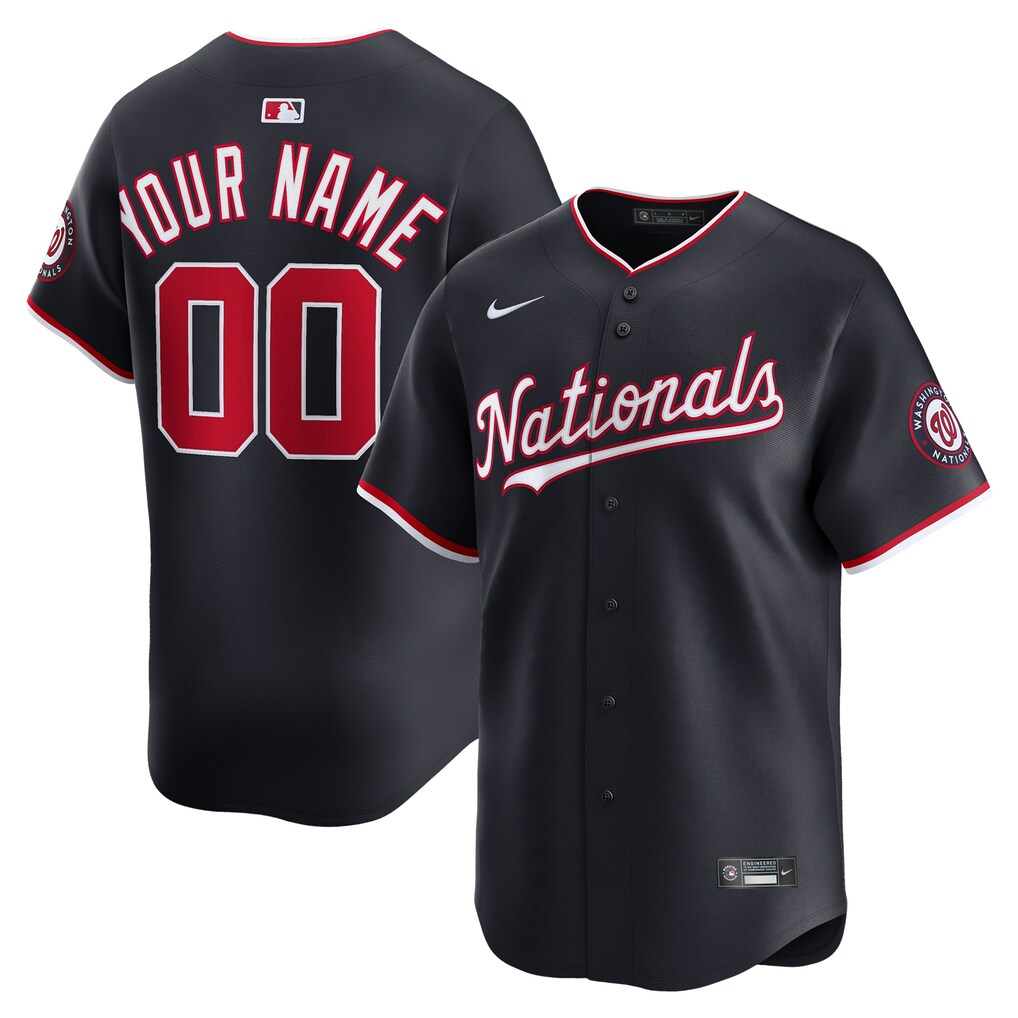 Men's Washington Nationals Nike Navy Alternate Limited Custom Jersey - Ujersey