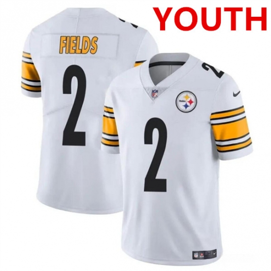Youth Pittsburgh Steelers #2 Justin Fields White Vapor Untouchable Limited Football Stitched Jersey - Ujersey