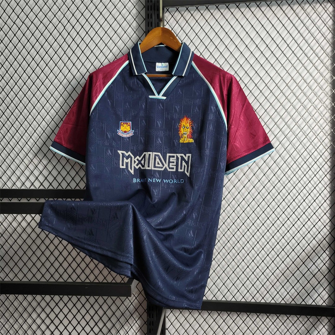 West Ham United Retro Football Jersey Iron Maiden Home Joint Board Shirt 1999/01 - U-jersey