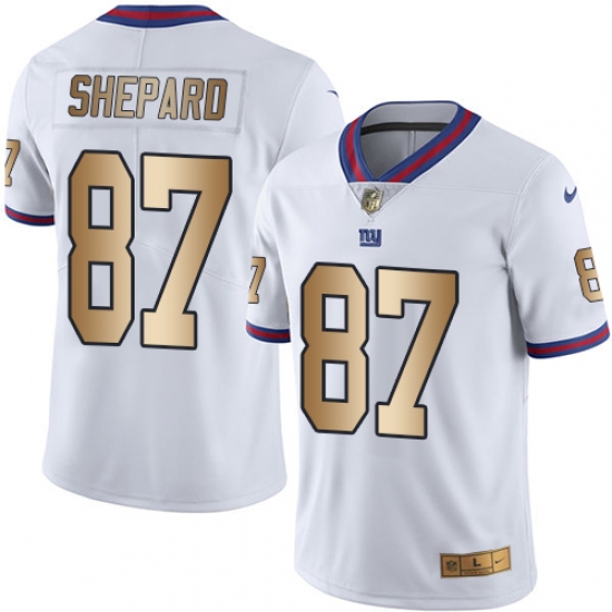 Men's Nike New York Giants #87 Sterling Shepard Limited White/Gold Rush NFL Jersey - Ujersey