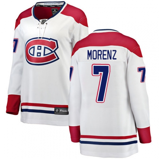 Women's Montreal Canadiens #7 Howie Morenz Authentic White Away Fanatics Branded Breakaway NHL Jersey - Ujersey