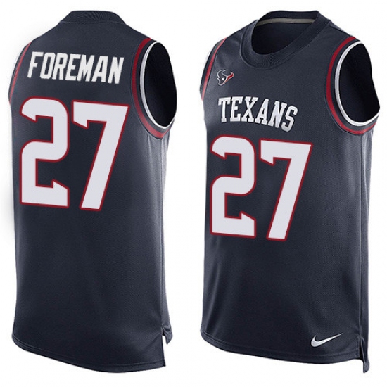 Men's Nike Houston Texans #27 D'Onta Foreman Limited Navy Blue Player Name & Number Tank Top NFL Jersey - Ujersey