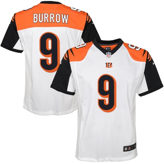 Youth Cincinnati Bengals #9 Joe Burrow Nike White 2020 NFL Draft First Round Pick Game Jersey.webp