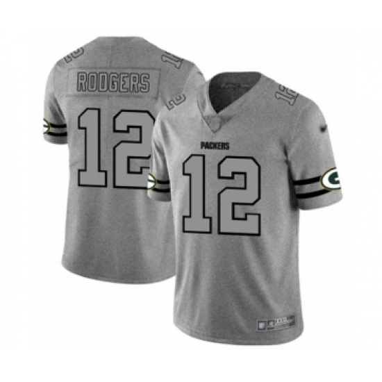 Men's Green Bay Packers #12 Aaron Rodgers Limited Gray Team Logo Gridiron Limited Football Jersey - Ujersey
