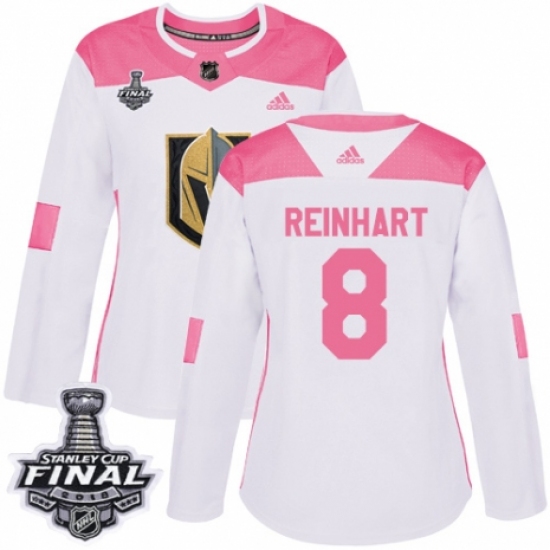 Women's Adidas Vegas Golden Knights #8 Griffin Reinhart Authentic White/Pink Fashion 2018 Stanley Cup Final NHL Jersey - Ujersey