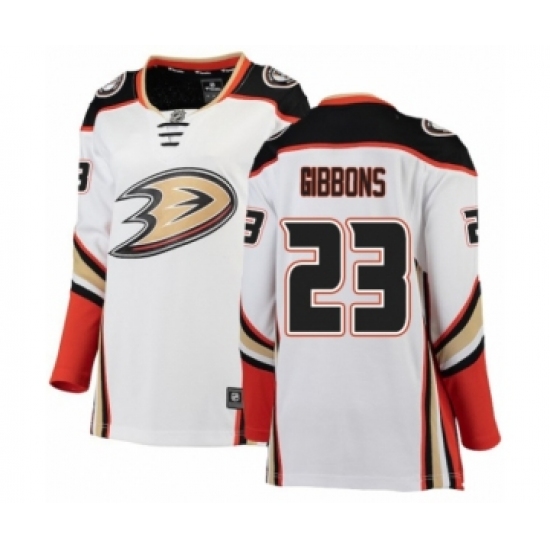 Women's Anaheim Ducks #23 Brian Gibbons Authentic White Away Fanatics Branded Breakaway NHL Jersey - Ujersey