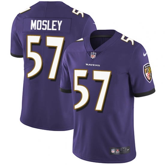 Men's Nike Baltimore Ravens #57 C.J. Mosley Purple Team Color Vapor Untouchable Limited Player NFL Jersey - Ujersey