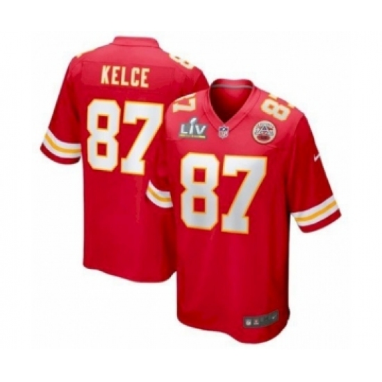 Youth Kansas City Chiefs #87 Travis Kelce Red Super Bowl LV Game Jersey - Ujersey