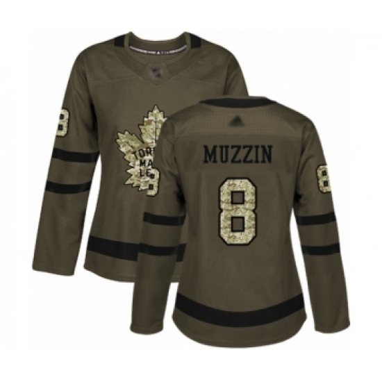 Women's Toronto Maple Leafs #8 Jake Muzzin Authentic Green Salute to Service Hockey Jersey - Ujersey