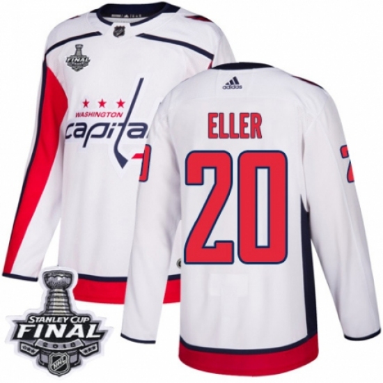 Youth Adidas Washington Capitals #20 Lars Eller Authentic White Away 2018 Stanley Cup Final NHL Jersey - Ujersey