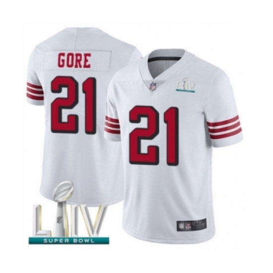 Men's San Francisco 49ers #21 Frank Gore Limited White Rush Vapor Untouchable Super Bowl LIV Bound Football Jersey - Ujersey