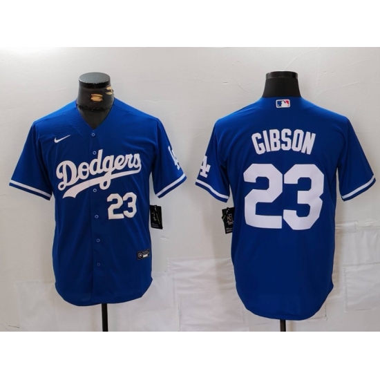Men's Los Angeles Dodgers #23 Kirk Gibson Number Blue Cool Base Stitched Jerseys - Ujersey