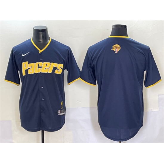 Men's Indiana Pacers Blank Navy 2025 Finals Vapor Stitched Baseball Jersey - Ujersey