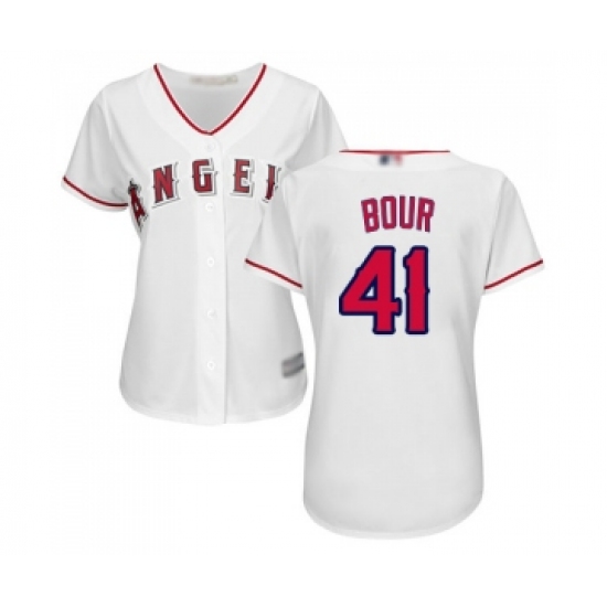 Women's Los Angeles Angels of Anaheim #41 Justin Bour Replica White Home Cool Base Baseball Jersey - Ujersey
