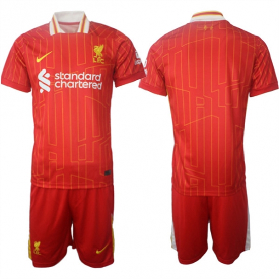 Men's Liverpool Custom 2024-25 Red Home Soccer Jersey Suit - Ujersey