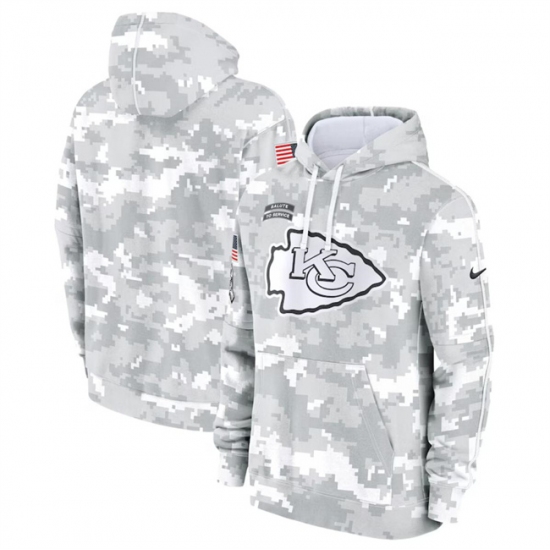 Men's Kansas City Chiefs 2024 Arctic Camo Salute To Service Club Fleece Pullover Hoodie - Ujersey