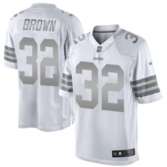 Men's Nike Cleveland Browns #32 Jim Brown Limited White Platinum NFL Jersey - Ujersey