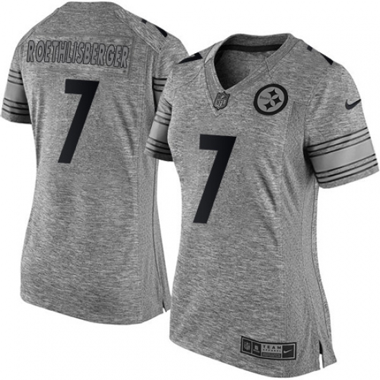Women's Nike Pittsburgh Steelers #7 Ben Roethlisberger Limited Gray Gridiron NFL Jersey - Ujersey