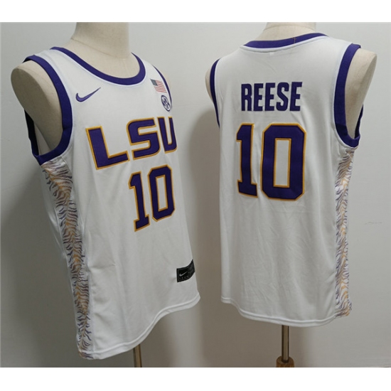 Men's LSU Tigers #10 Angel Reese White Stitched Jersey - Ujersey