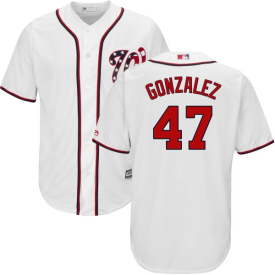 Youth Majestic Washington Nationals #47 Gio Gonzalez Authentic White Home Cool Base MLB Jersey - Ujersey