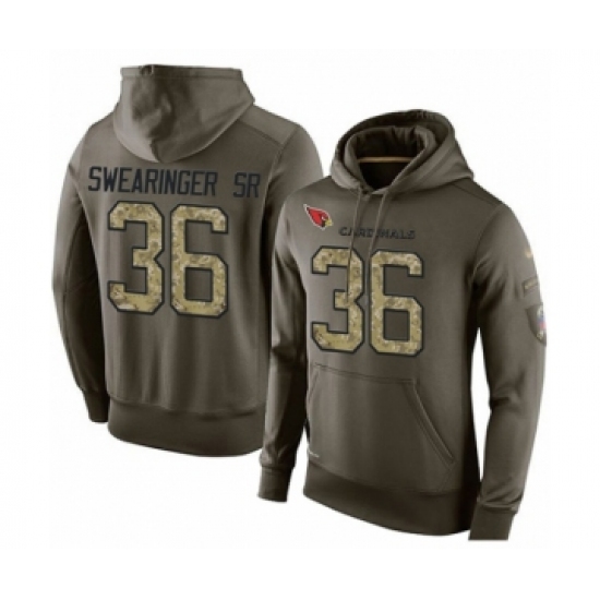 Football Arizona Cardinals #36 D.J. Swearinger SR Green Salute To Service Men's Pullover Hoodie - Ujersey