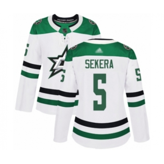 Women's Dallas Stars #5 Andrej Sekera Authentic White Away Hockey Jersey - Ujersey