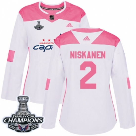 Women's Adidas Washington Capitals #2 Matt Niskanen Authentic White Pink Fashion 2018 Stanley Cup Final Champions NHL Jersey - Ujersey