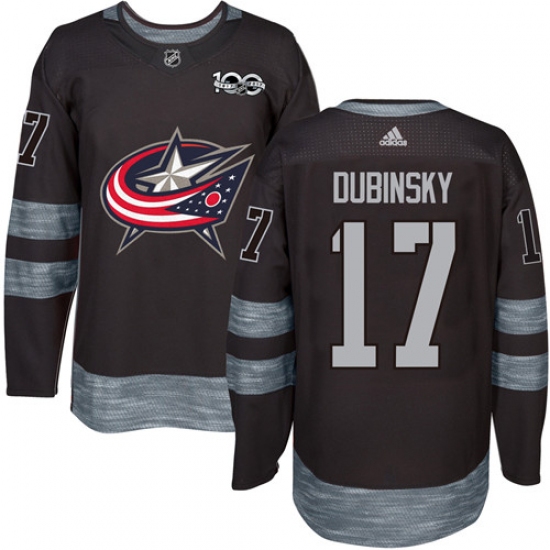 Men's Adidas Columbus Blue Jackets #17 Brandon Dubinsky Premier Black 1917-2017 100th Anniversary NHL Jersey - Ujersey
