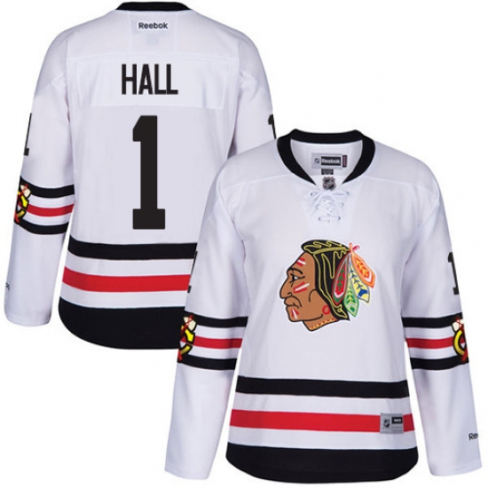 Women's Reebok Chicago Blackhawks #1 Glenn Hall Premier White 2017 Winter Classic NHL Jersey - Ujersey