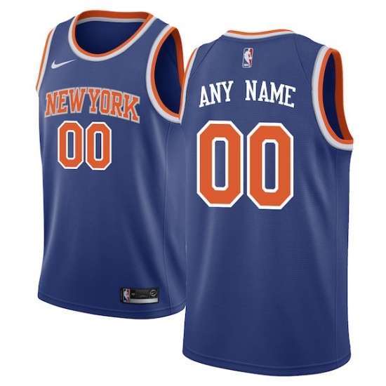 Men's New York Knicks Nike Blue Swingman Custom Jersey - Icon Edition - Ujersey